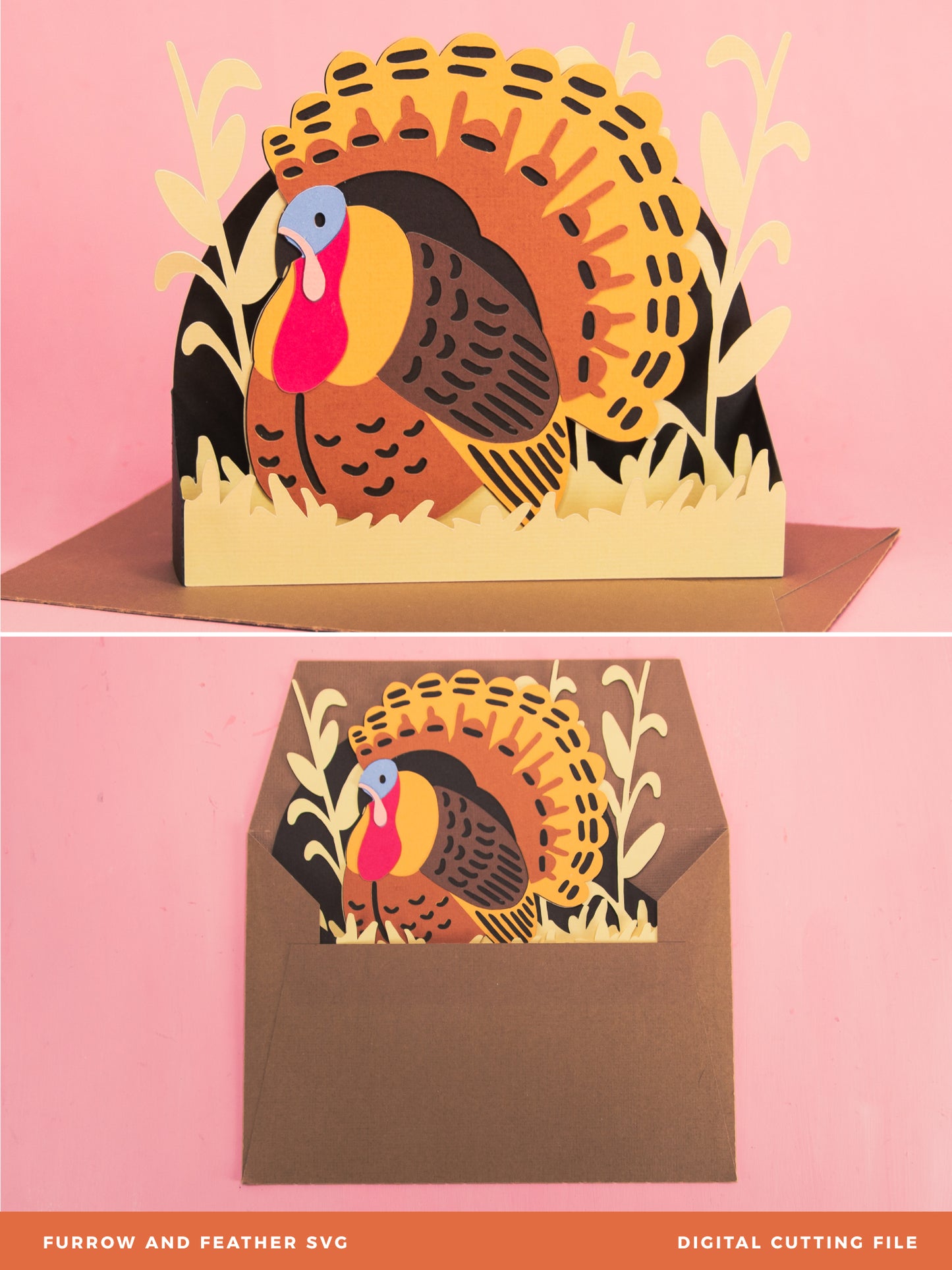 Thanksgiving Turkey Card - 3D Thanksgiving Card SVG