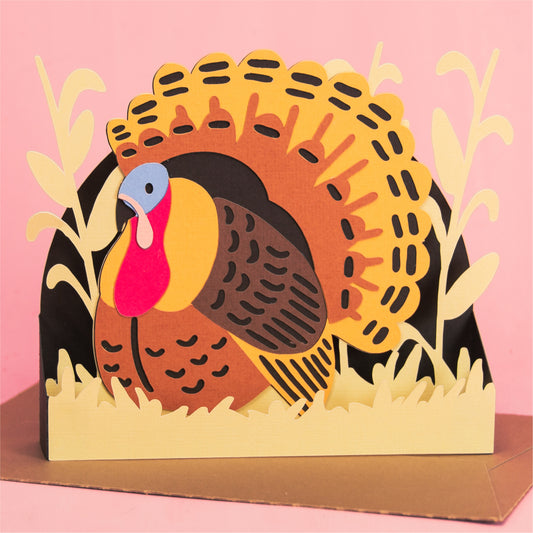 Thanksgiving Turkey Card - 3D Thanksgiving Card SVG