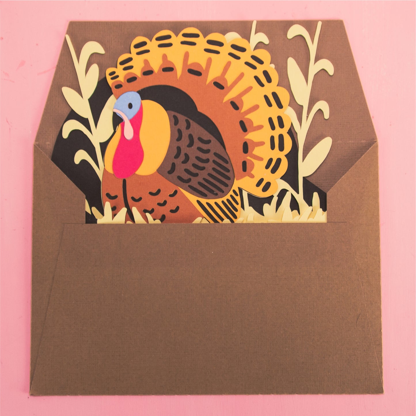 Thanksgiving Turkey Card - 3D Thanksgiving Card SVG