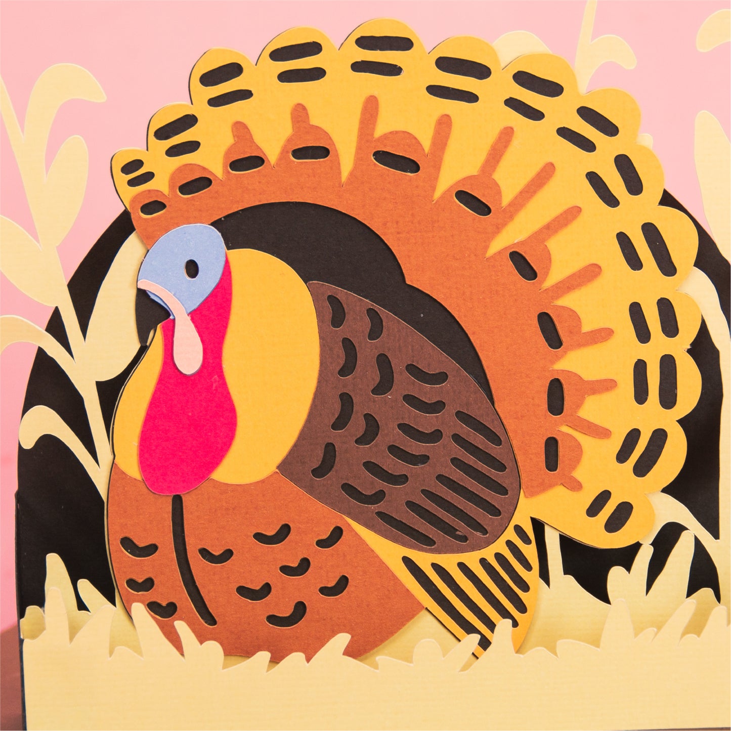 Thanksgiving Turkey Card - 3D Thanksgiving Card SVG