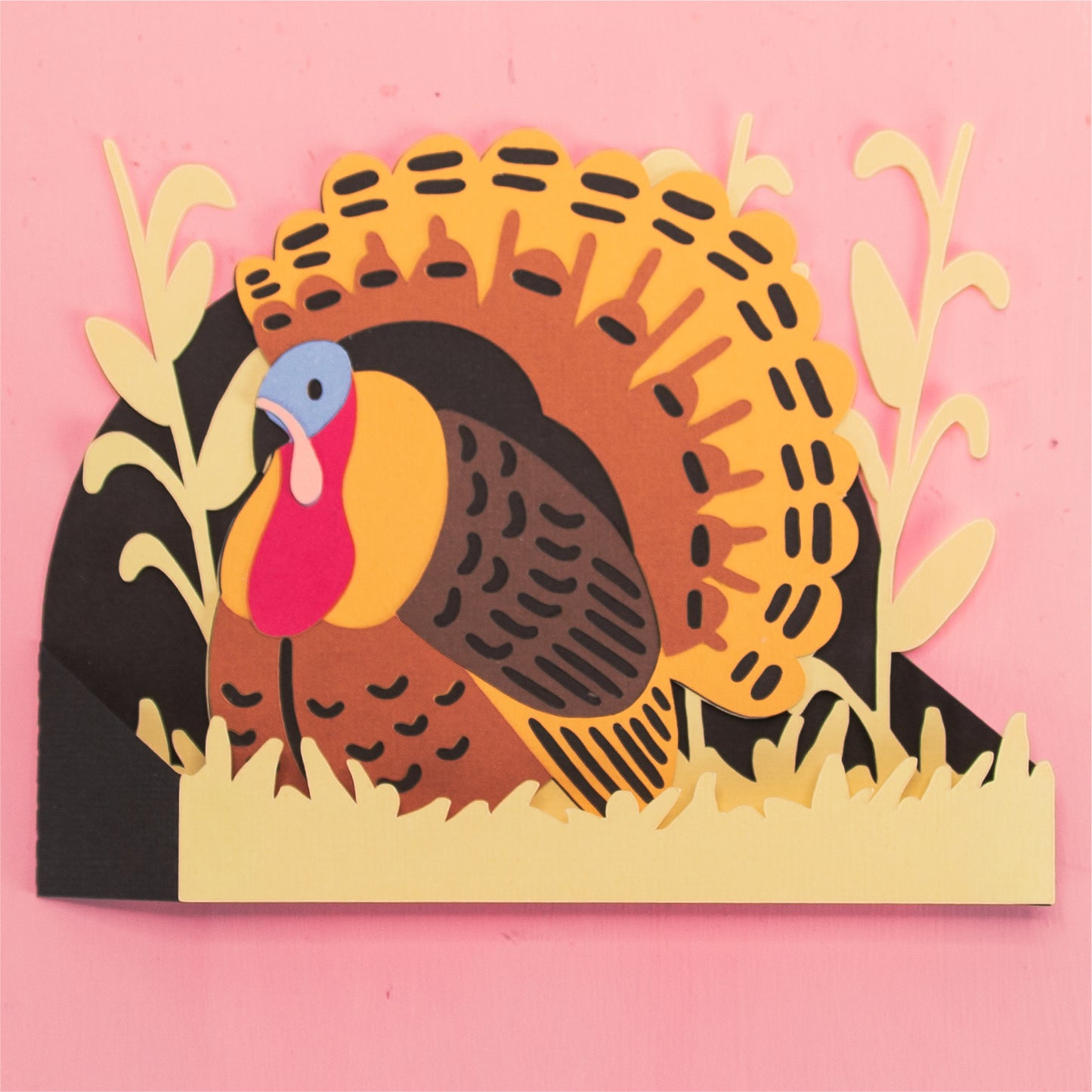 Thanksgiving Turkey Card - 3D Thanksgiving Card SVG