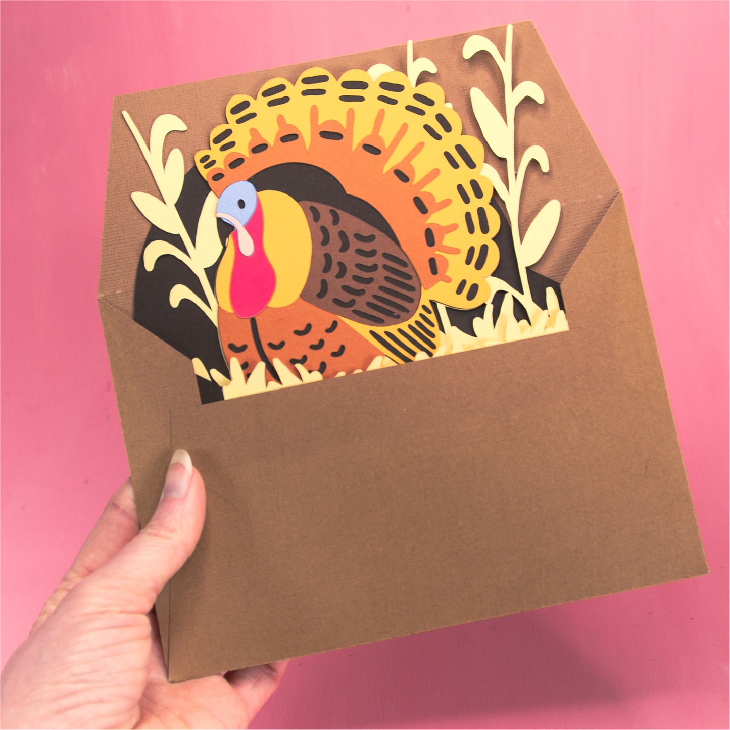 Thanksgiving Turkey Card - 3D Thanksgiving Card SVG