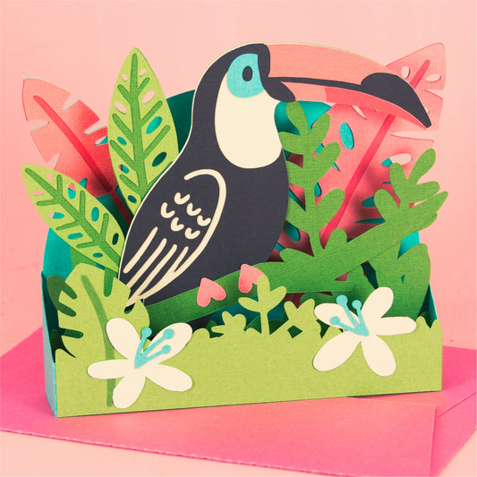 Tropical Toucan Card - 3D Summer Card SVG
