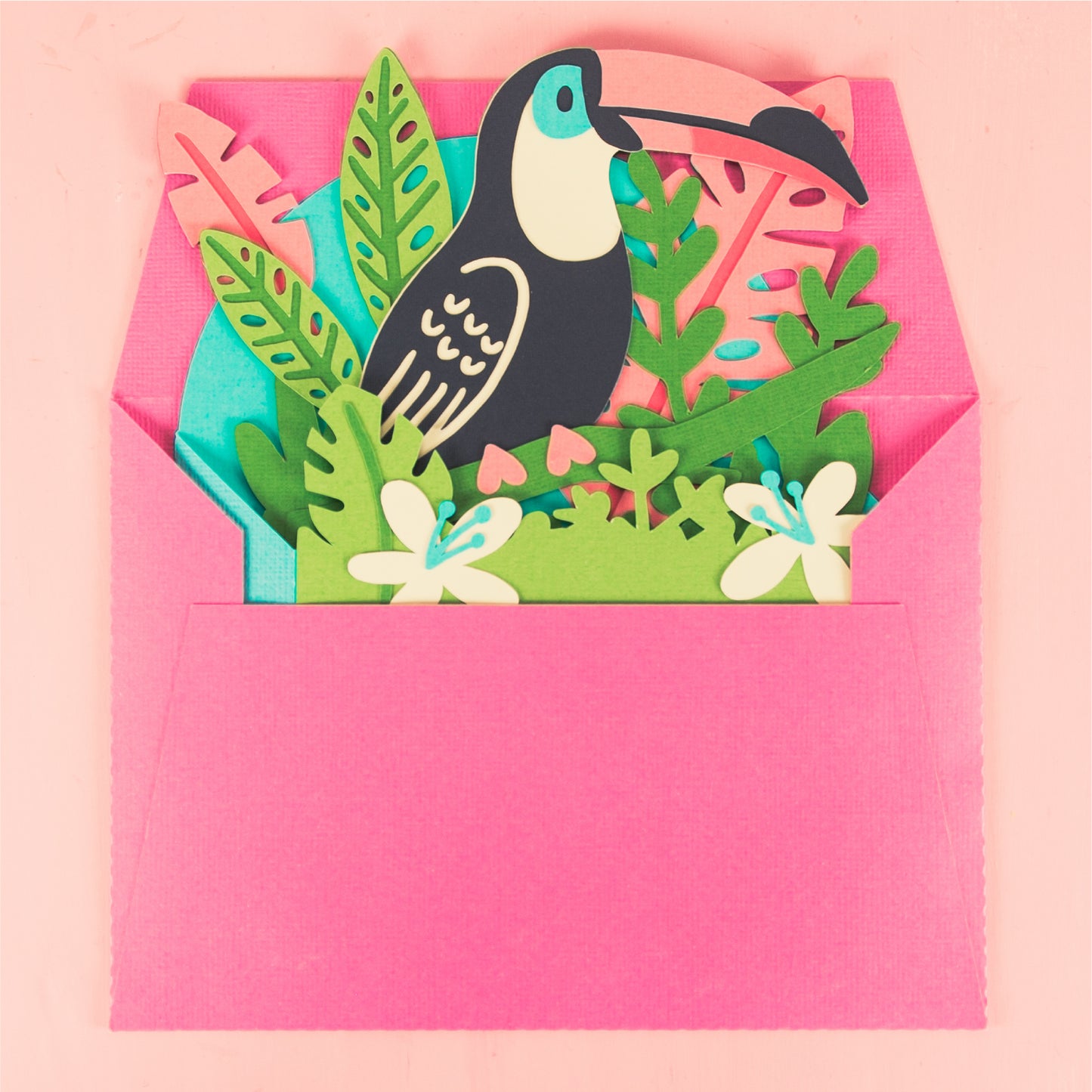 Tropical Toucan Card - 3D Summer Card SVG