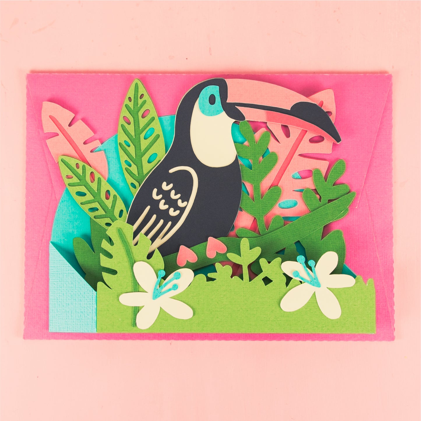 Tropical Toucan Card - 3D Summer Card SVG