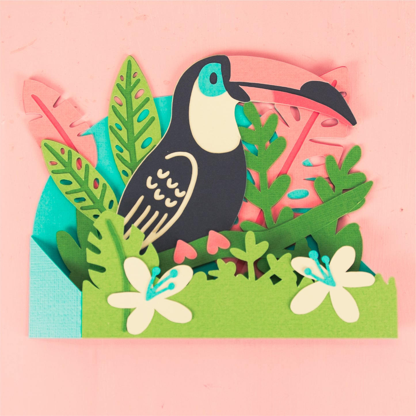 Tropical Toucan Card - 3D Summer Card SVG