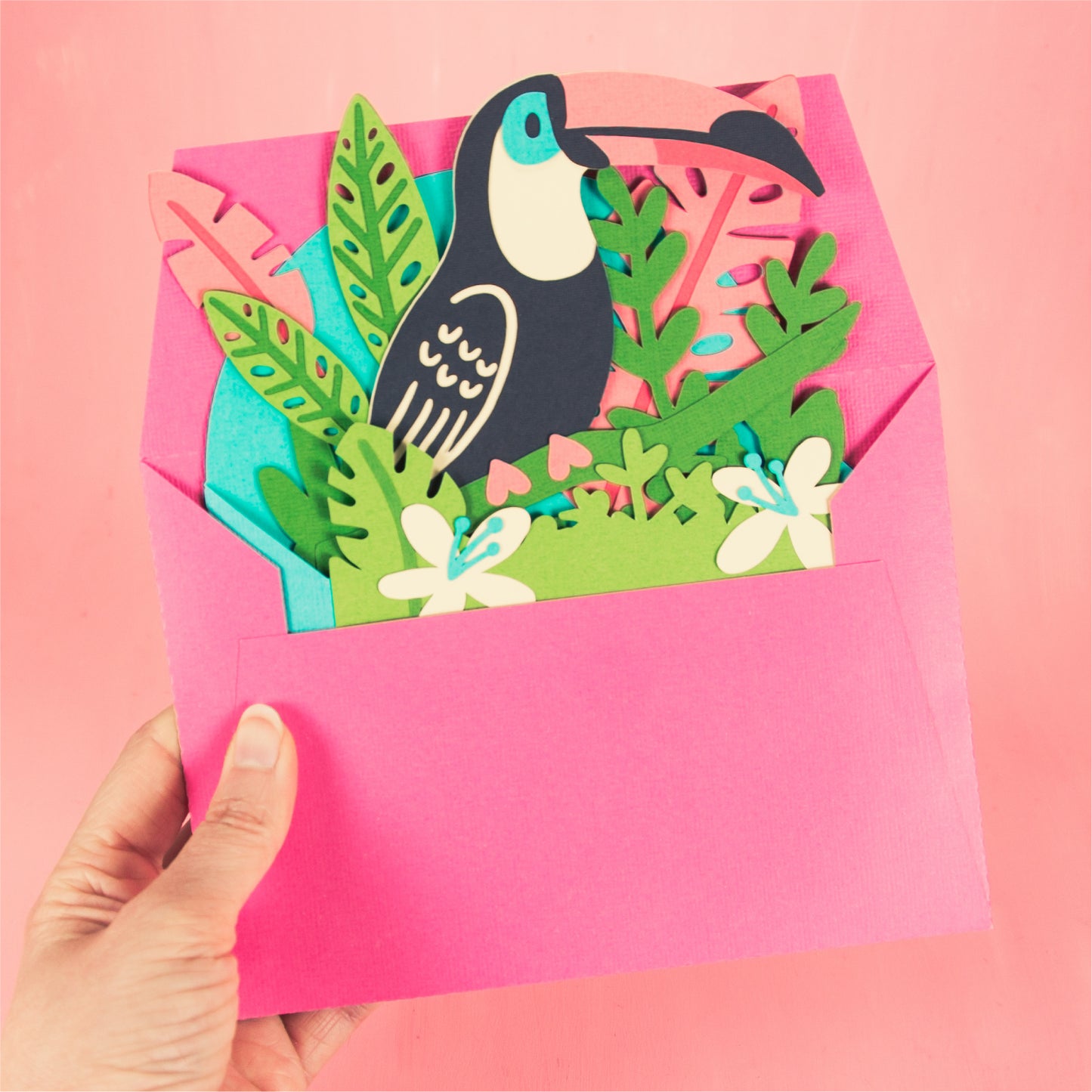Tropical Toucan Card - 3D Summer Card SVG