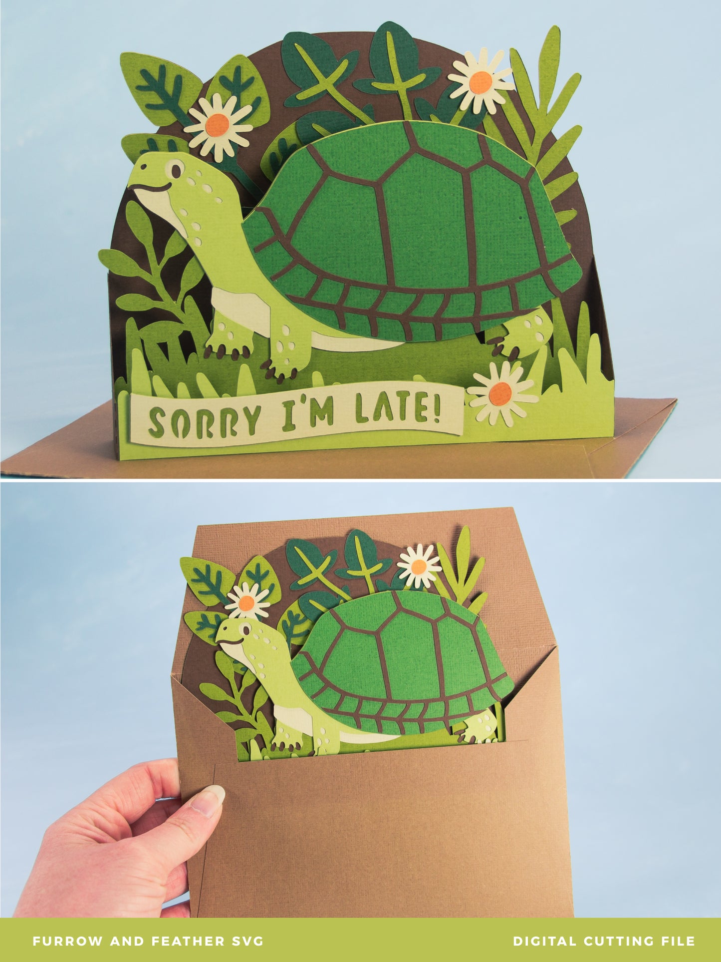 Funny Turtle Card - 3D Card SVG