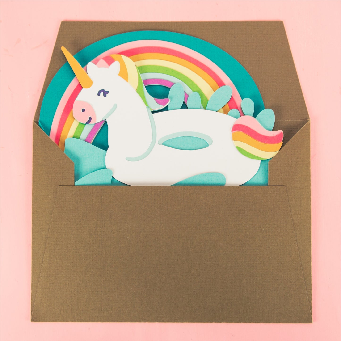 Unicorn Pool Float Card - 3D Summer Card SVG