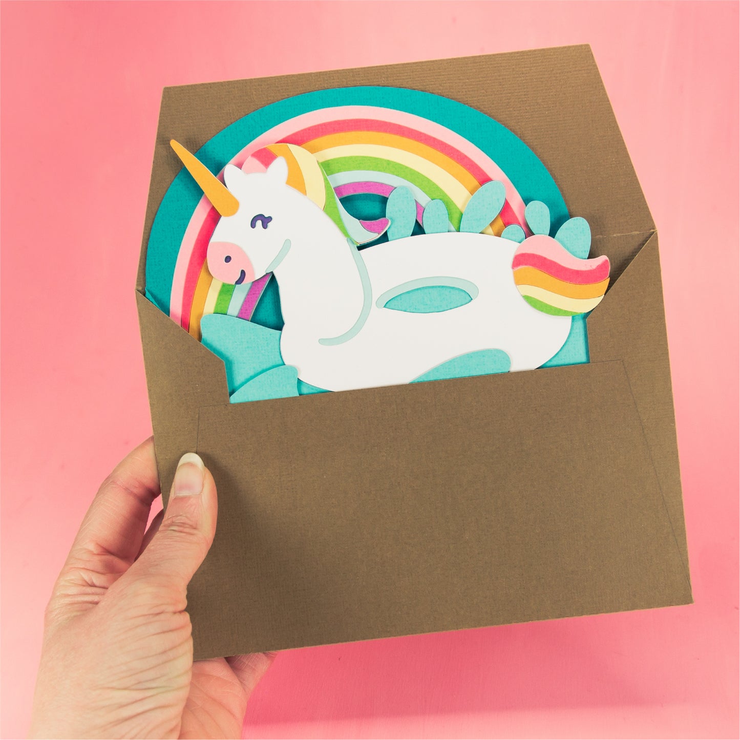 Unicorn Pool Float Card - 3D Summer Card SVG