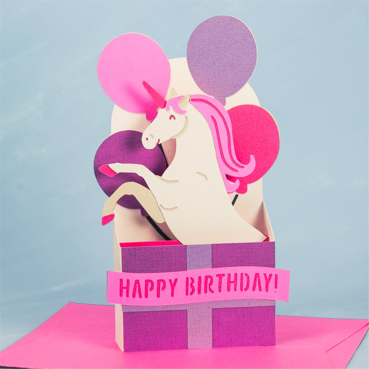 Birthday Gift Unicorn Card - 3D Magical Birthday Card SVG