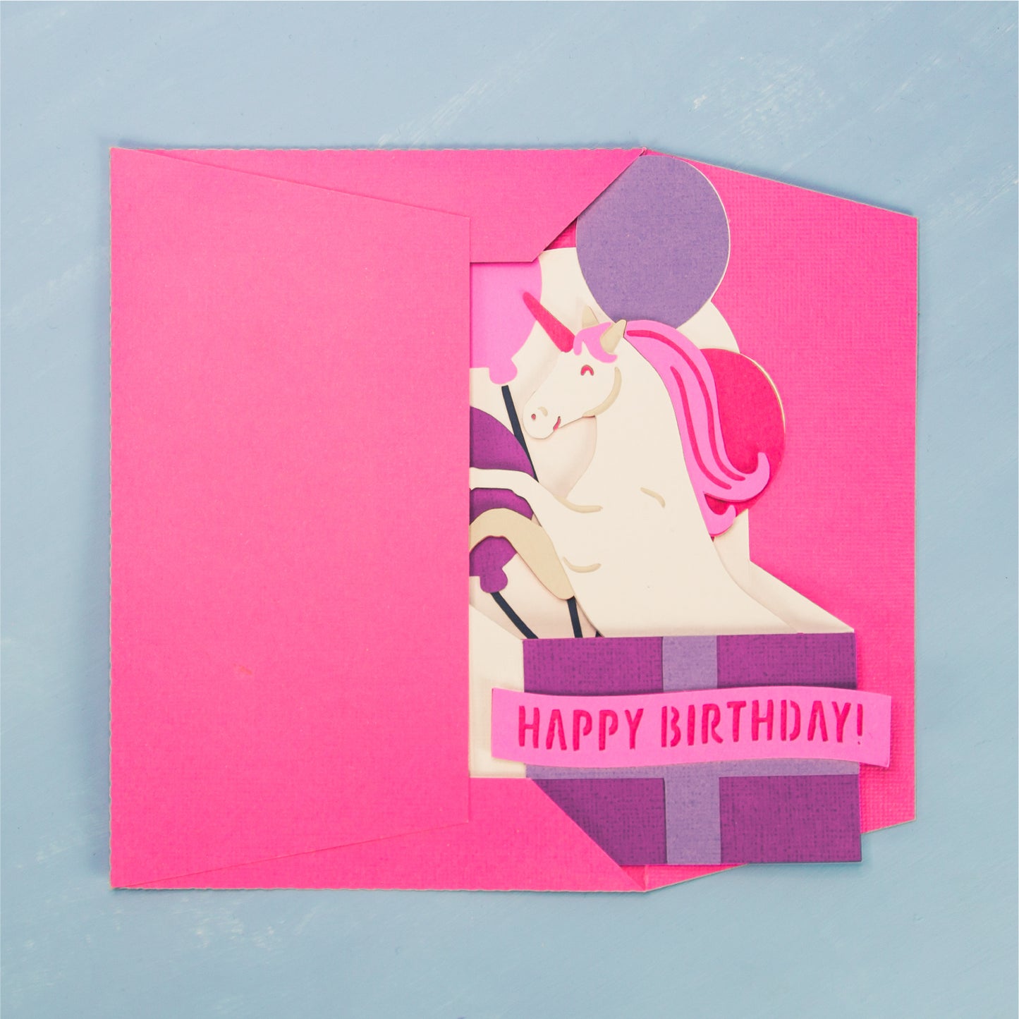 Birthday Gift Unicorn Card - 3D Magical Birthday Card SVG