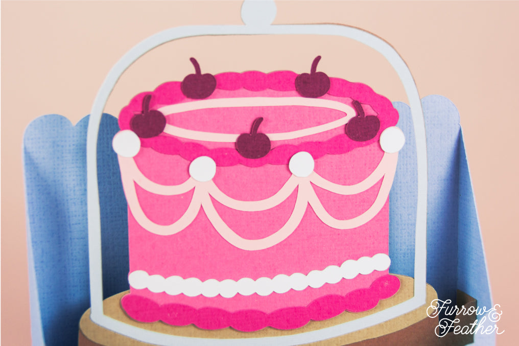 Vintage Cake Stand Card - 3D Birthday Card SVG