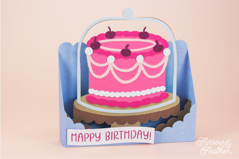 Vintage Cake Stand Card - 3D Birthday Card SVG