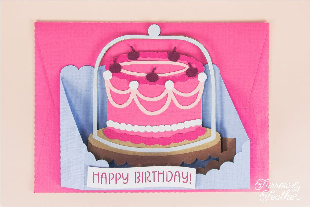 Vintage Cake Stand Card - 3D Birthday Card SVG