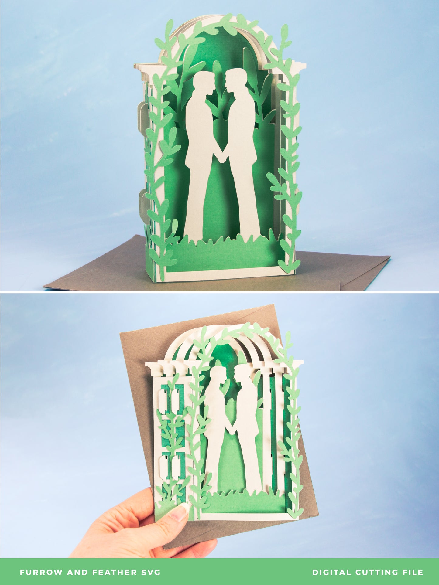 Arbor Gay Wedding Card - 3D LGBTQ Card SVG