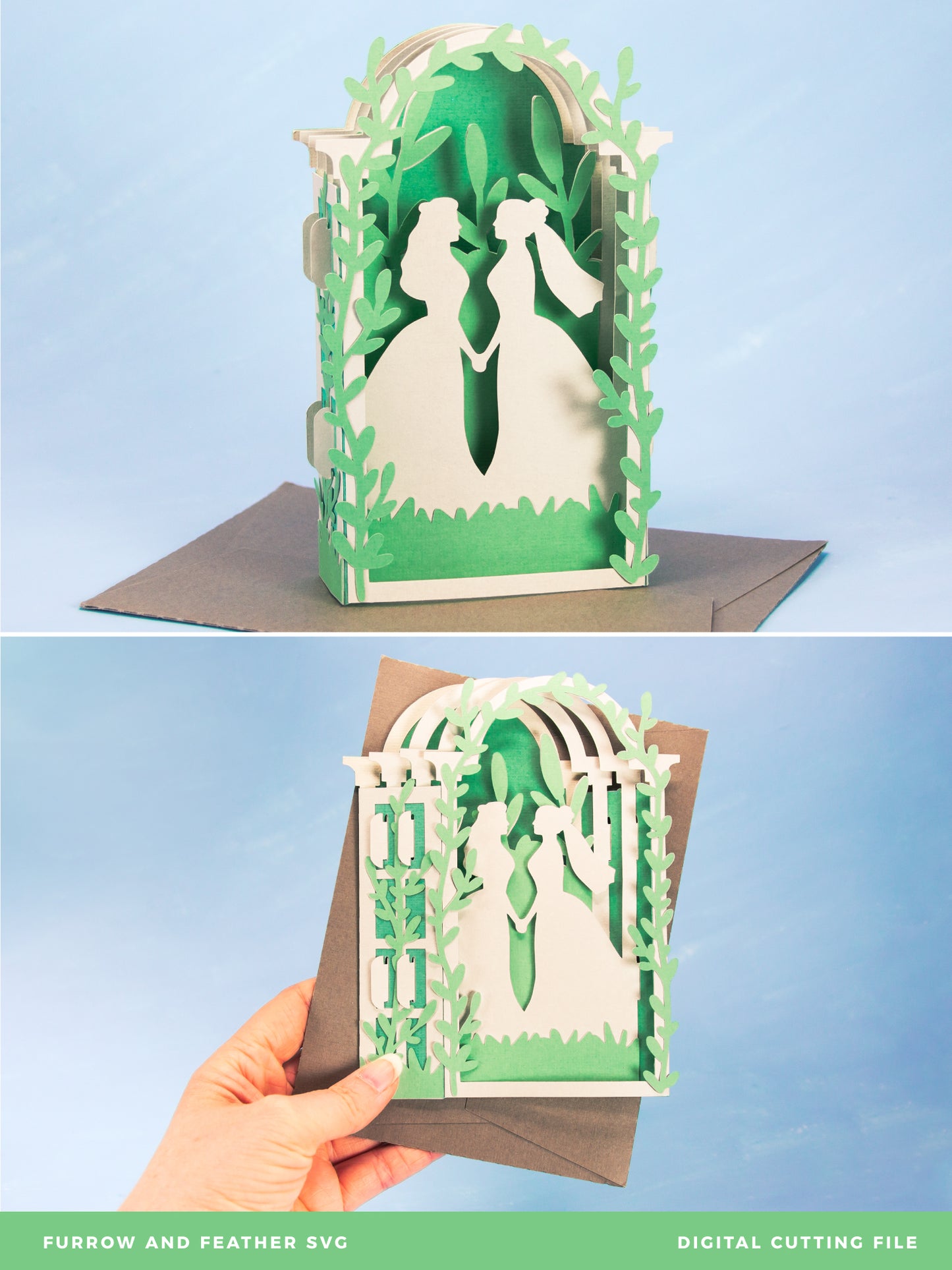 Arbor Lesbian Wedding Card - 3D LGBTQ Card SVG