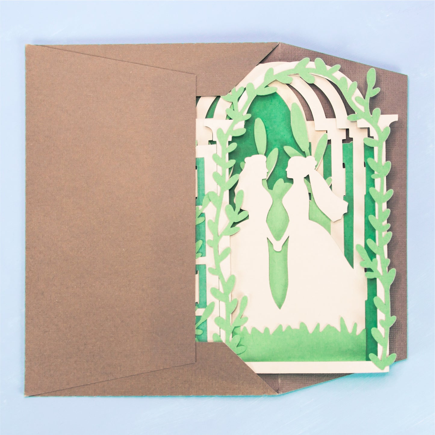 Arbor Lesbian Wedding Card - 3D LGBTQ Card SVG