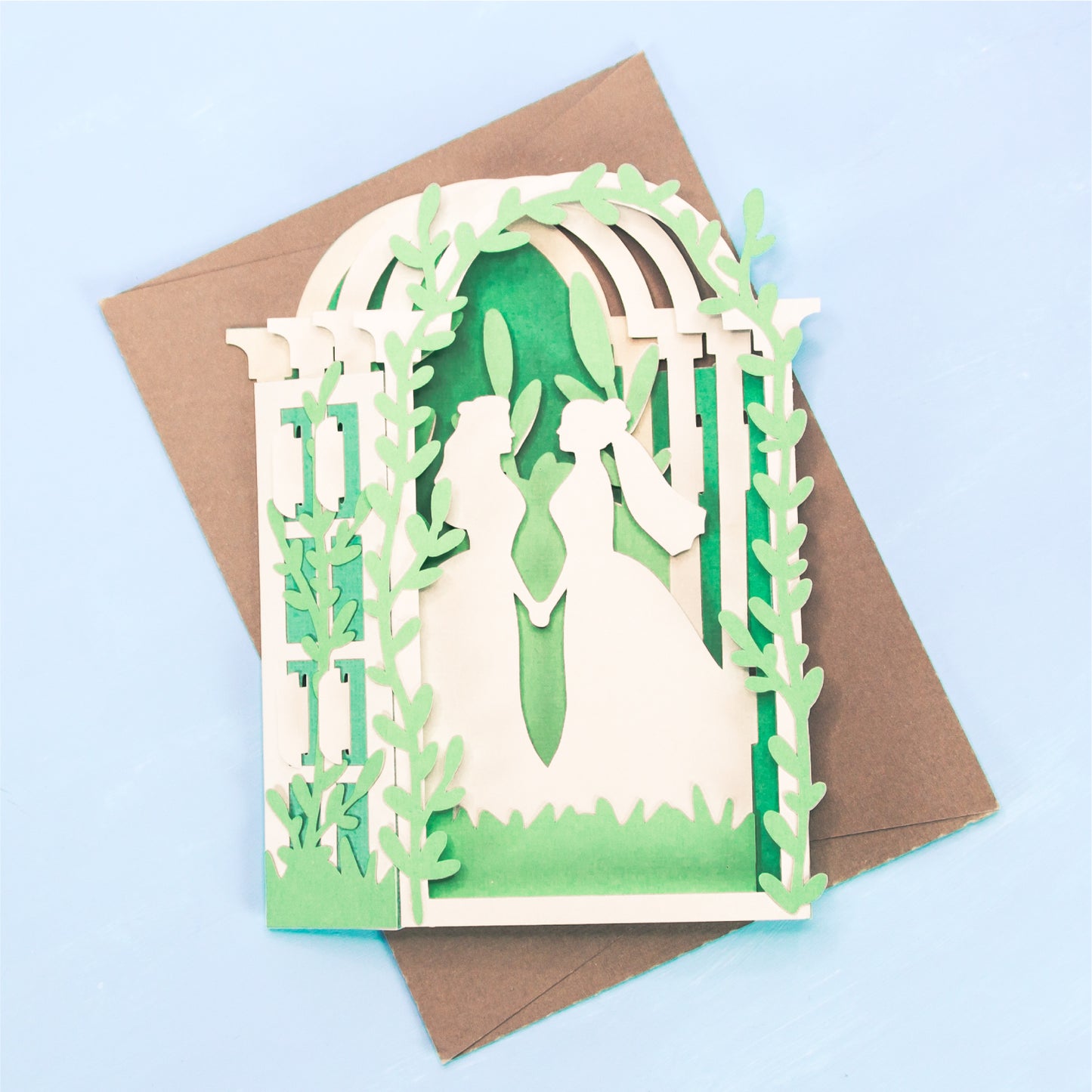 Arbor Lesbian Wedding Card - 3D LGBTQ Card SVG