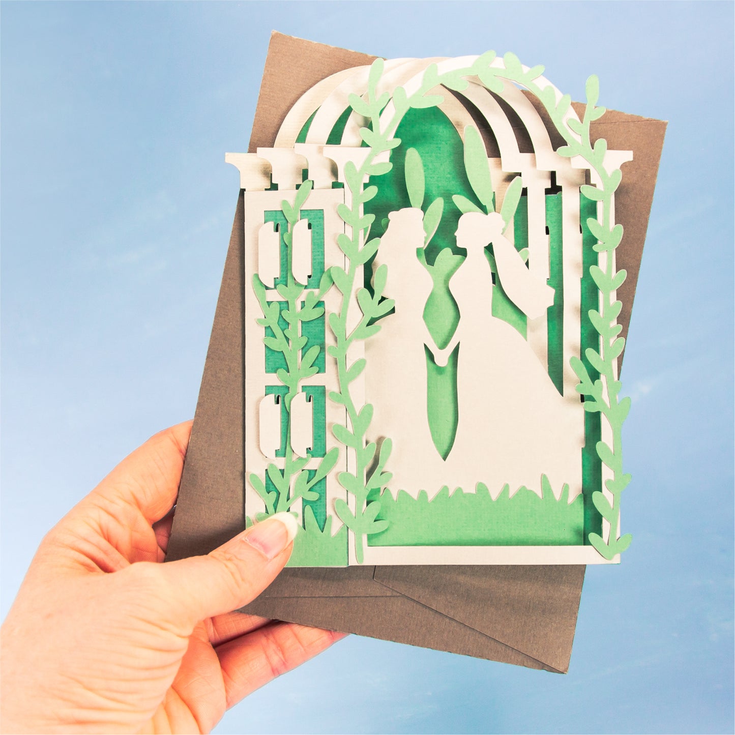 Arbor Lesbian Wedding Card - 3D LGBTQ Card SVG