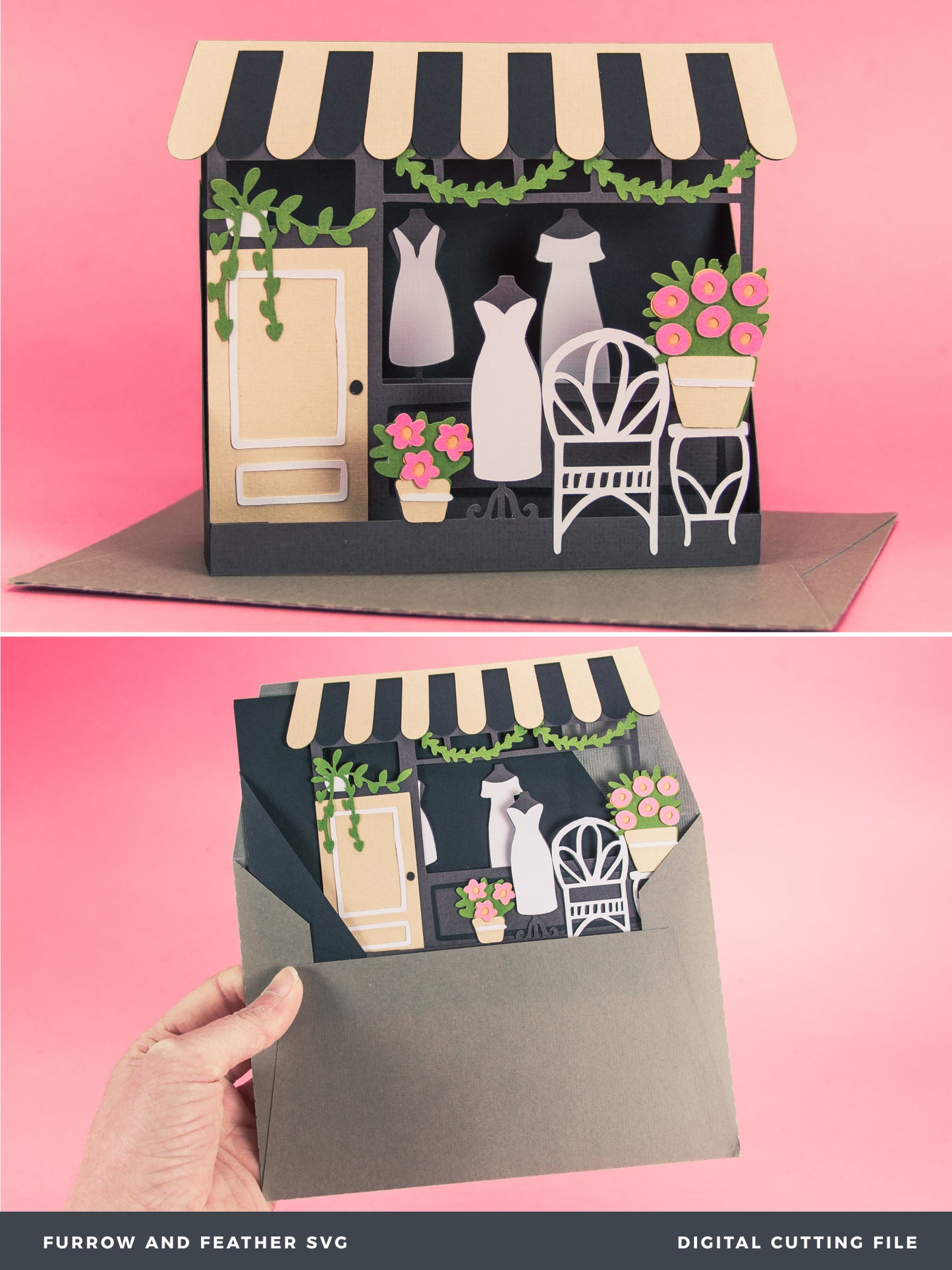 Wedding Dress Shop Card - 3D Card SVG