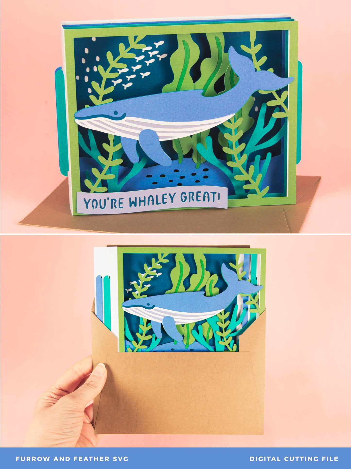 Ocean Whale Card - 3D Any Occasion Card SVG