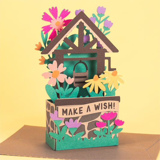 Wildflower Wishing Well Card - 3D Card SVG