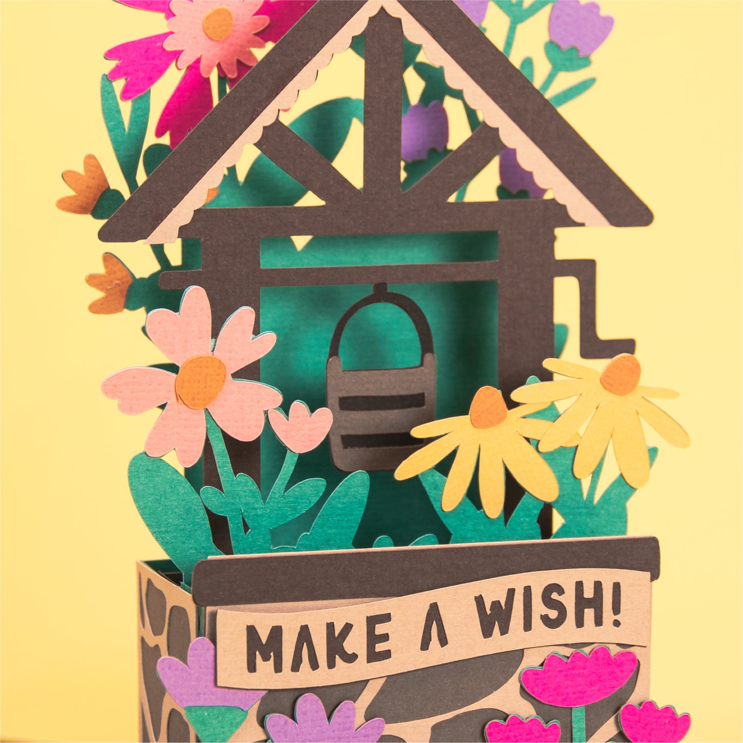 Wildflower Wishing Well Card - 3D Card SVG