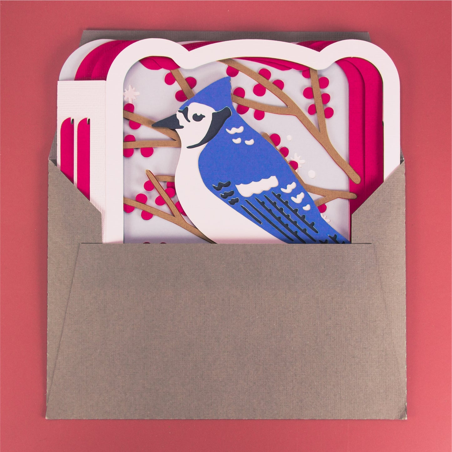 Winter Blue Jay Card - 3D Christmas Card SVG