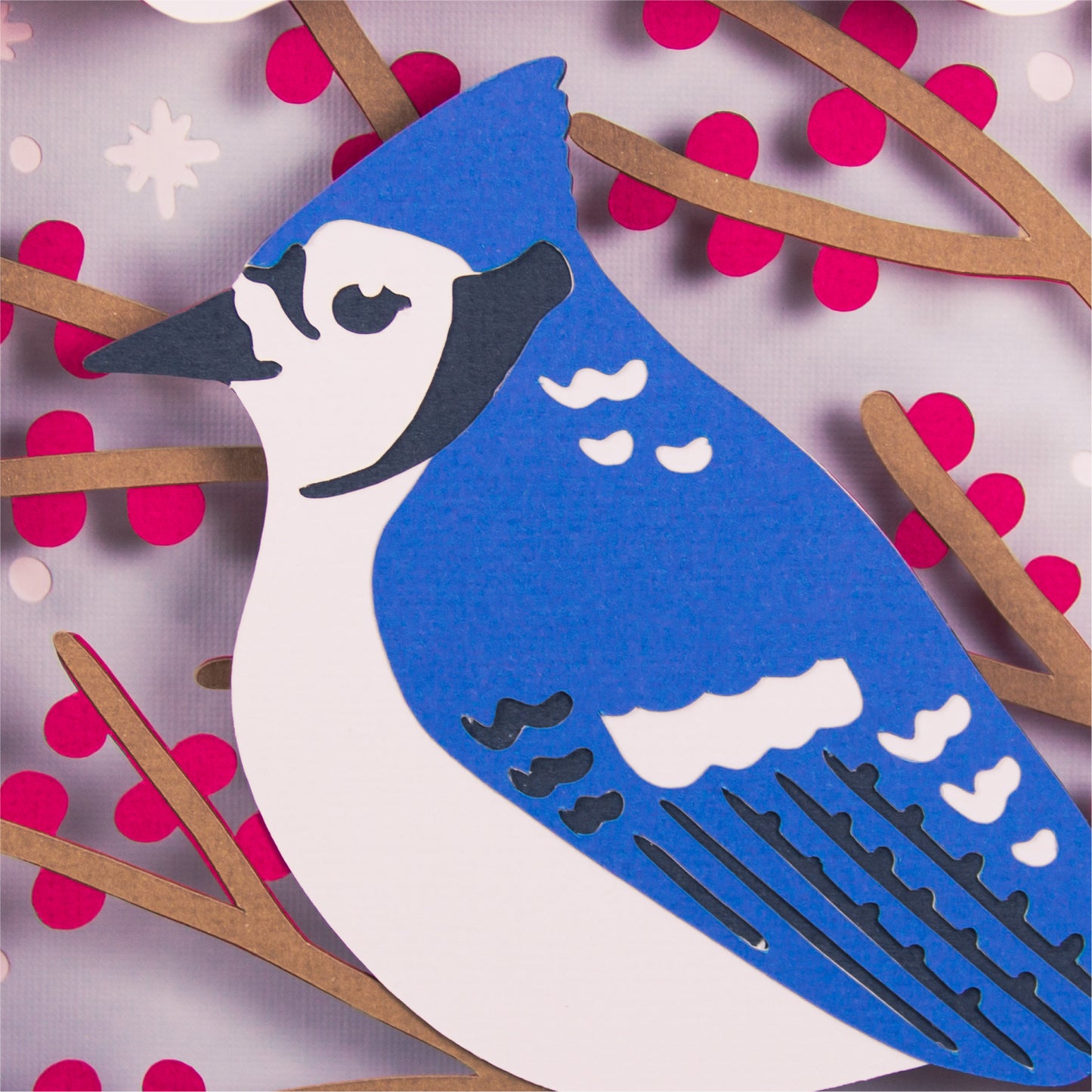 Winter Blue Jay Card - 3D Christmas Card SVG