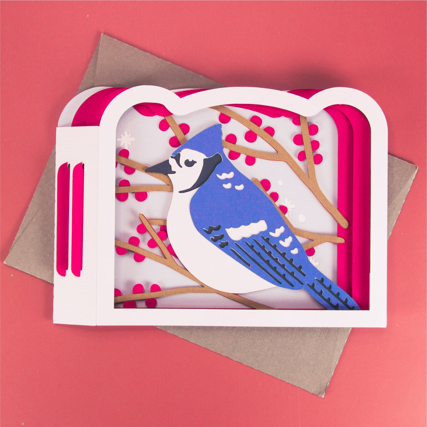 Winter Blue Jay Card - 3D Christmas Card SVG