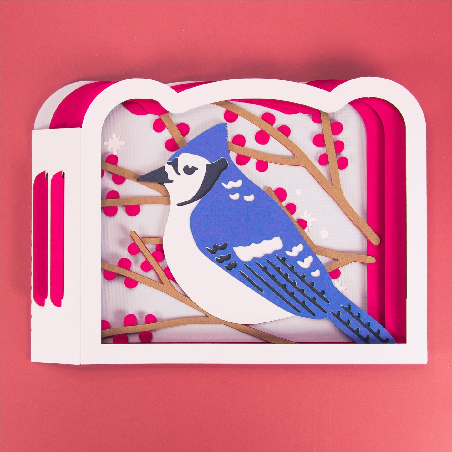 Winter Blue Jay Card - 3D Christmas Card SVG