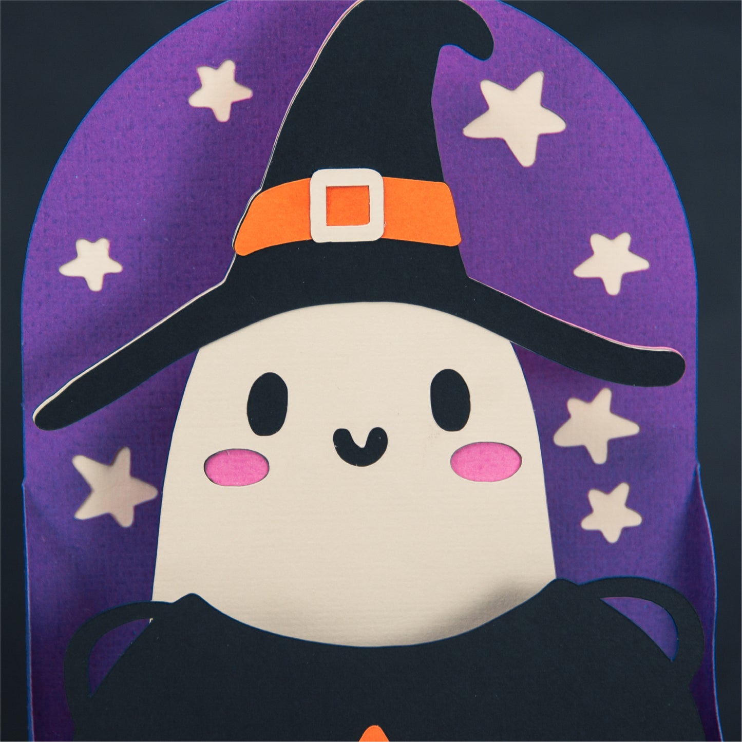 Witchy Ghost Card - 3D Halloween SVG