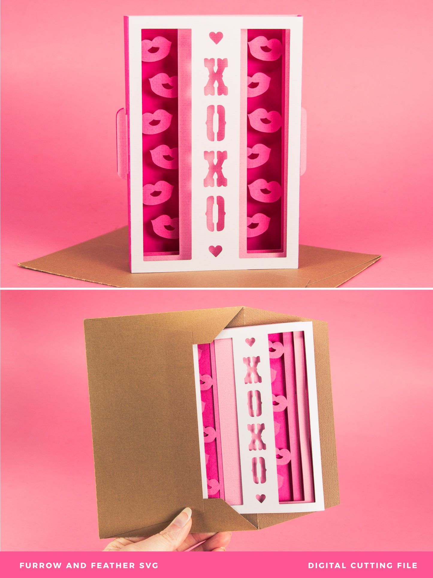 XOXO Lips Card - 3D Valentine's Day Card SVG