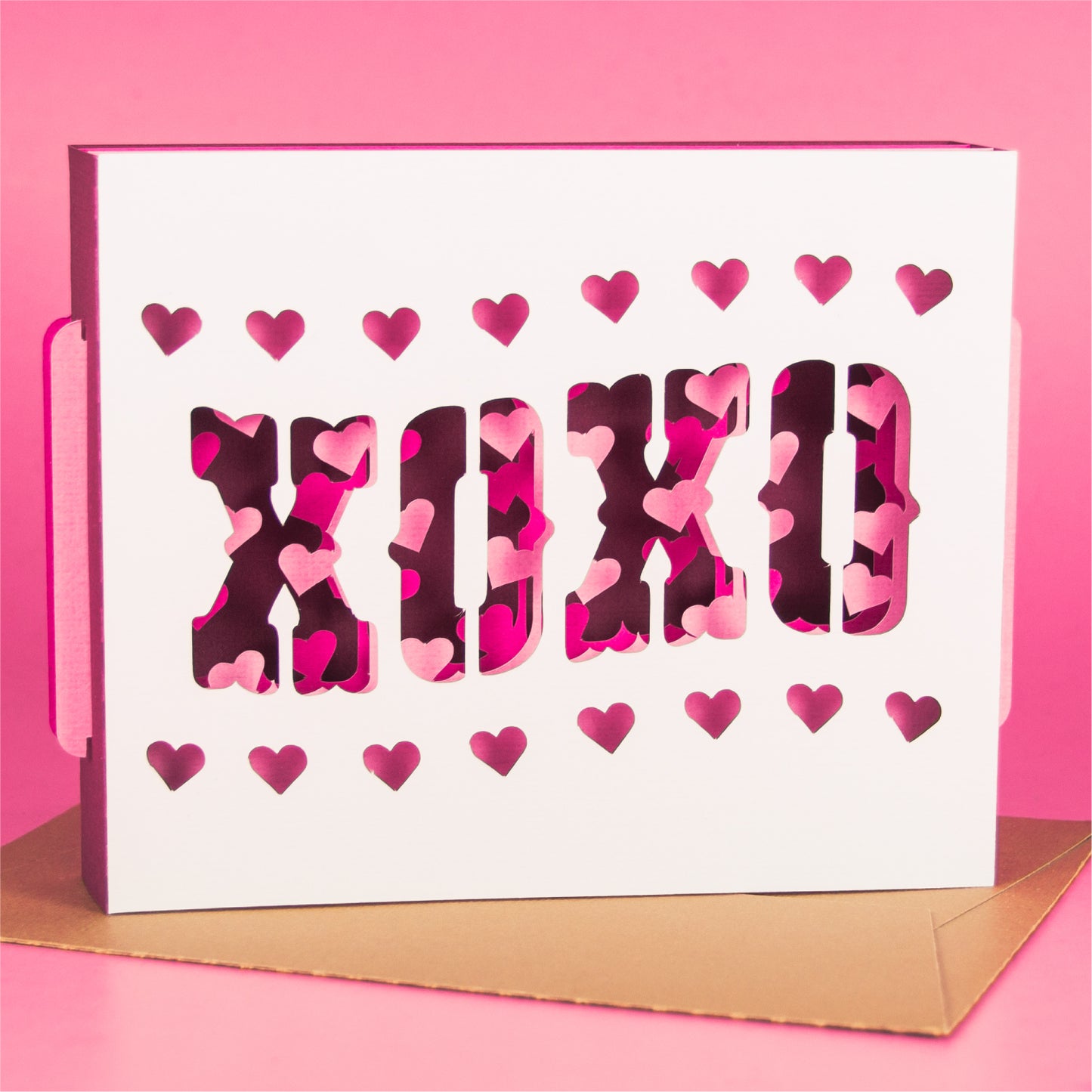 XOXO Wavy Shadowbox Card - 3D Valentine's Day Card SVG