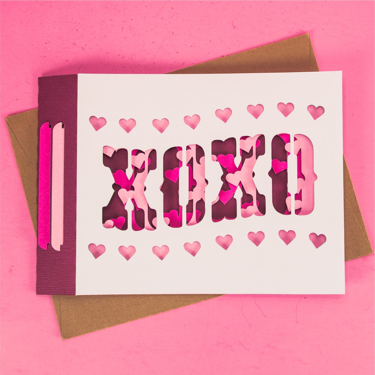 XOXO Wavy Shadowbox Card - 3D Valentine's Day Card SVG