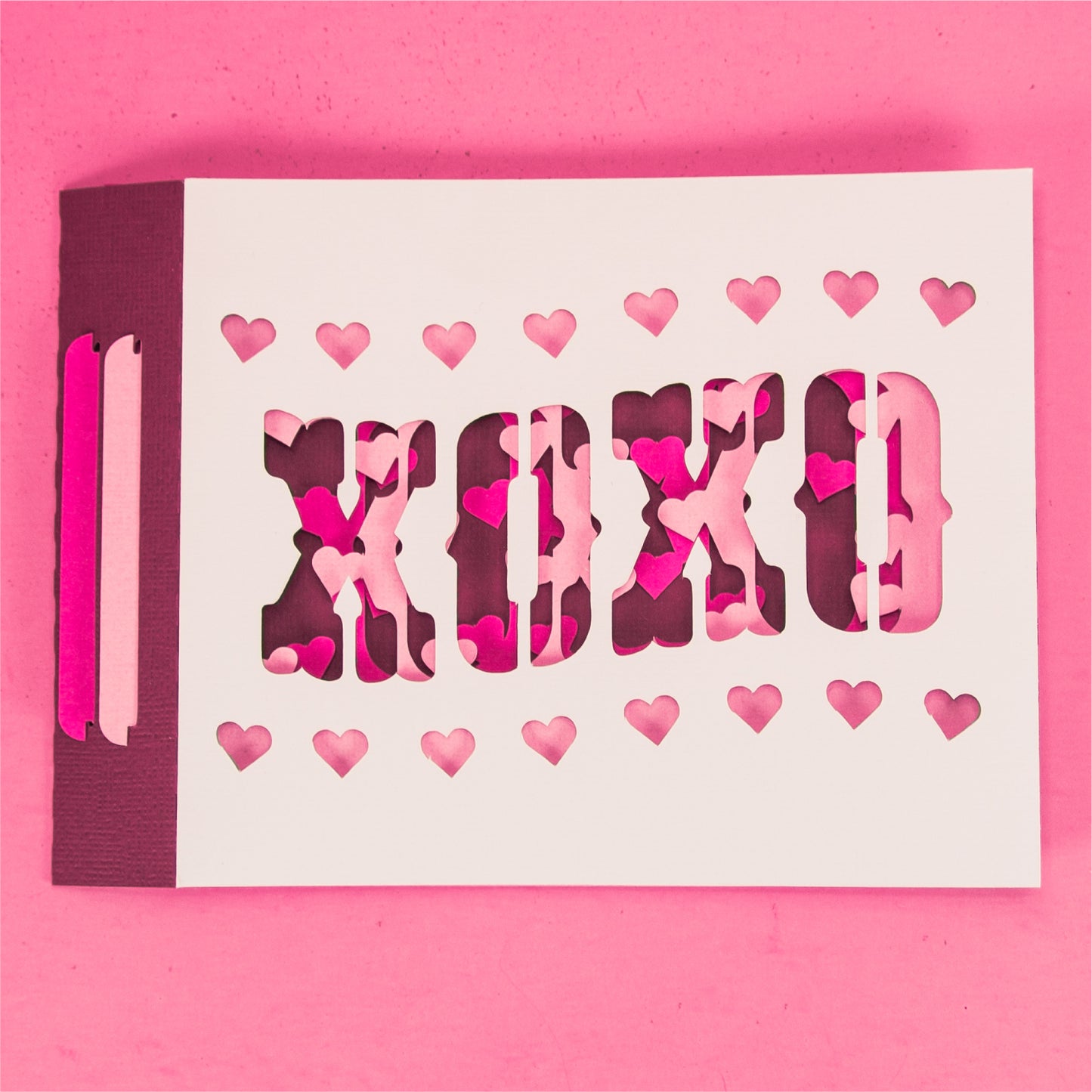 XOXO Wavy Shadowbox Card - 3D Valentine's Day Card SVG