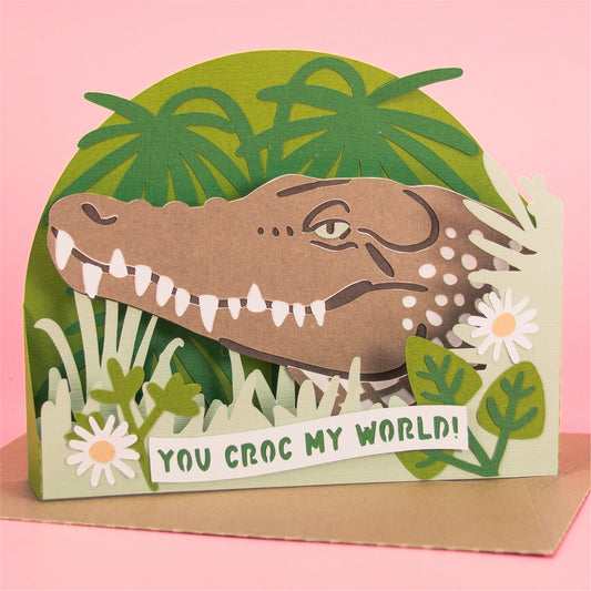 You Croc My World! - 3D Crocodile Card SVG