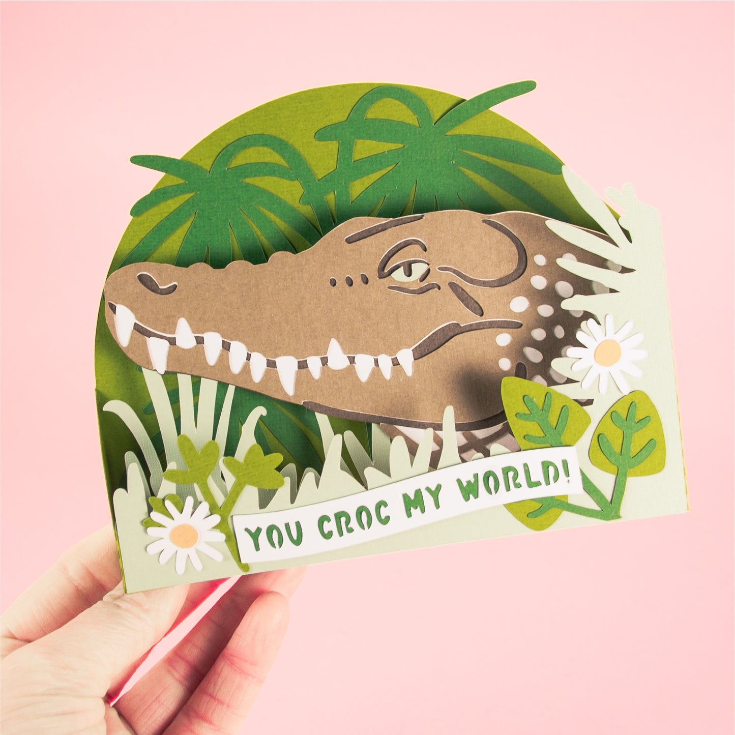 You Croc My World! - 3D Crocodile Card SVG