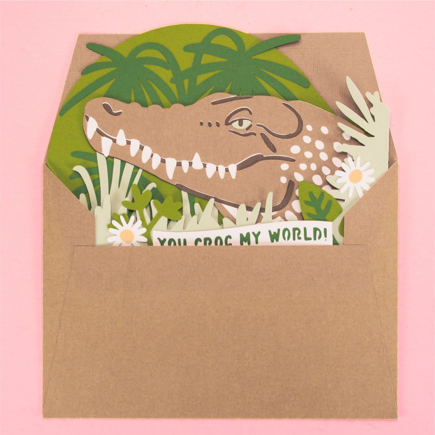 You Croc My World! - 3D Crocodile Card SVG