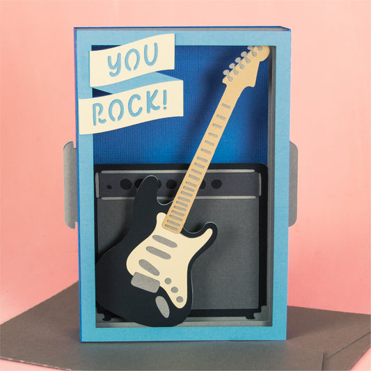 You Rock! Guitar Card - 3D Musician Card SVG