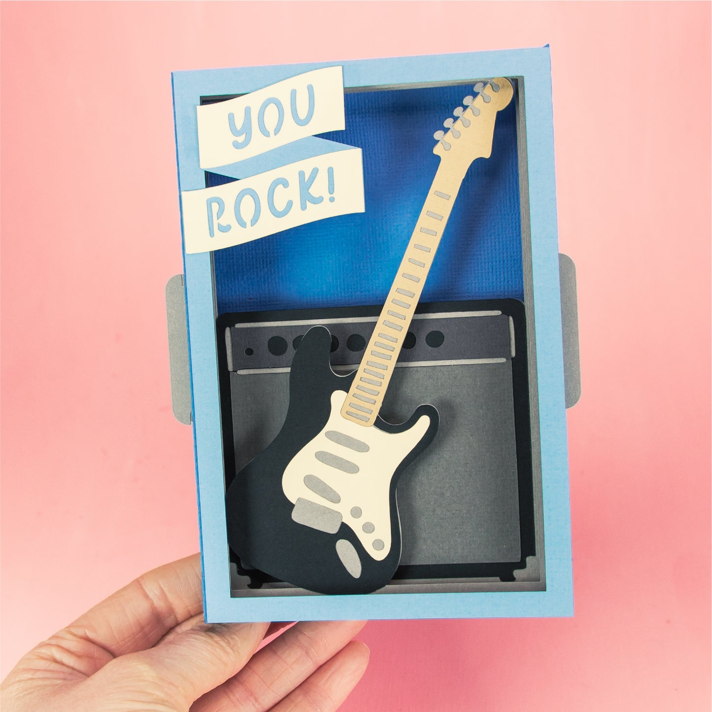 You Rock! Guitar Card - 3D Musician Card SVG