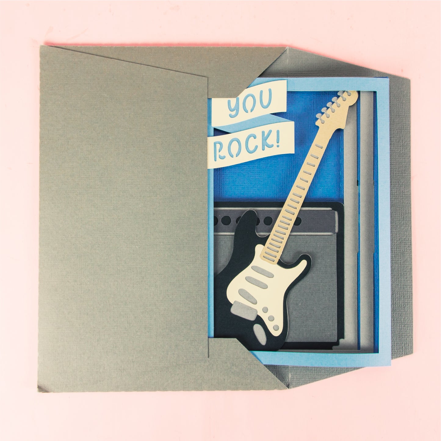 You Rock! Guitar Card - 3D Musician Card SVG