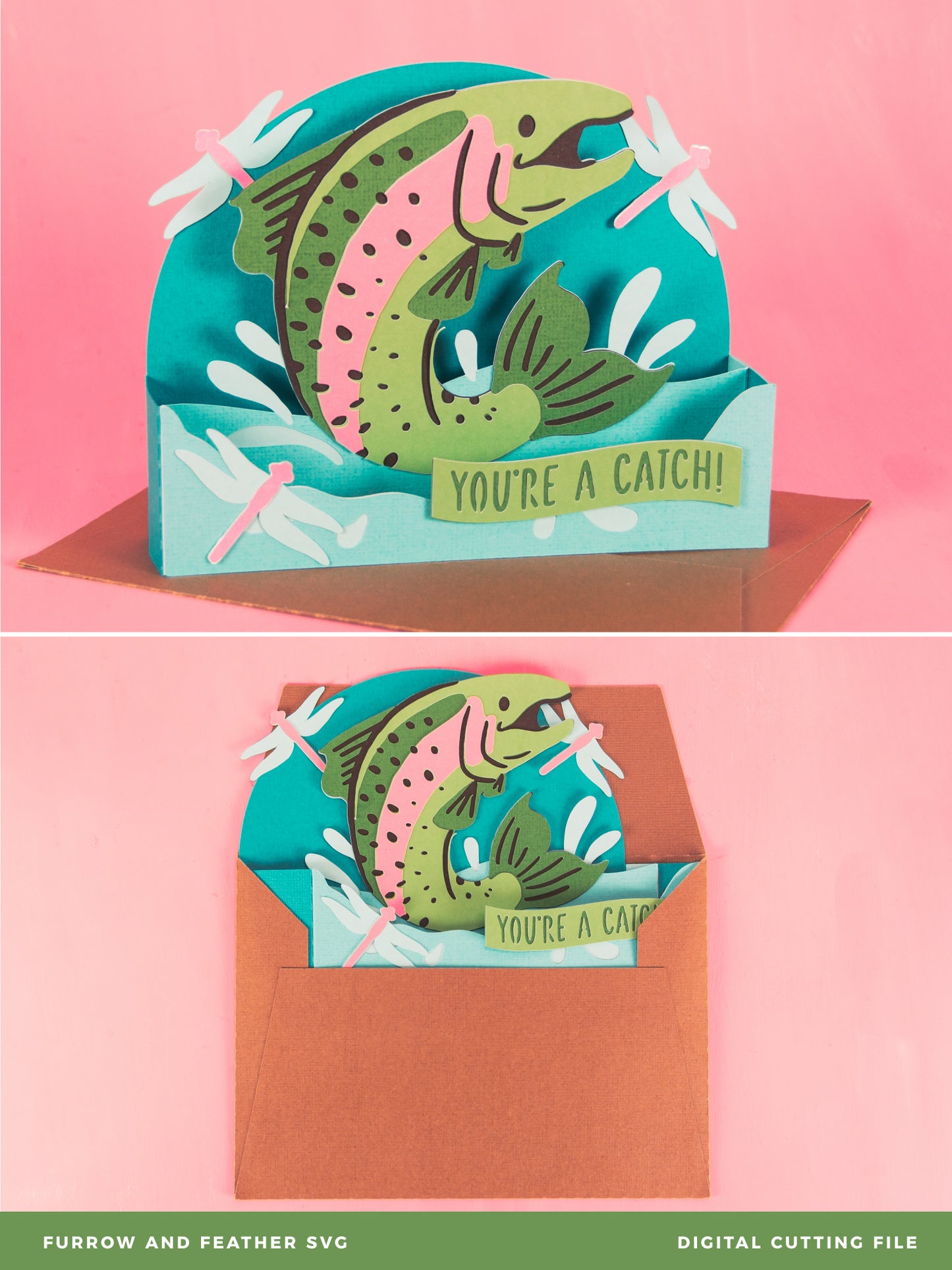 You're a Catch! Fishing Card - 3D Card SVG