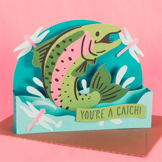 You're a Catch! Fishing Card - 3D Card SVG