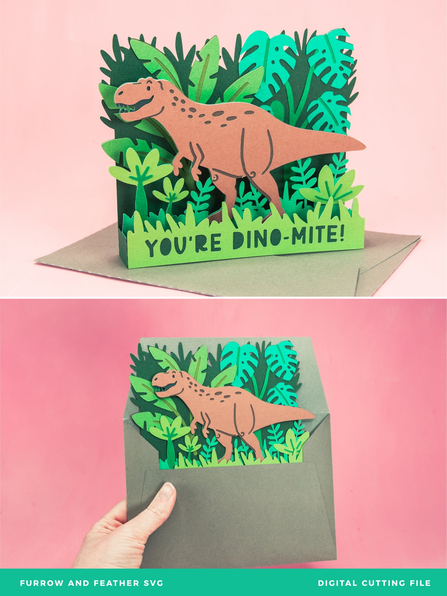 You're Dino-Mite Dinosaur SVG - 3D Birthday Card SVG