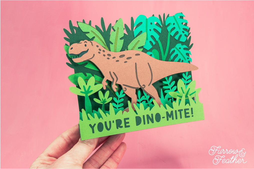 You're Dino-Mite Dinosaur SVG - 3D Birthday Card SVG