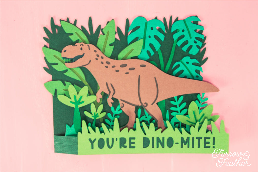 You're Dino-Mite Dinosaur SVG - 3D Birthday Card SVG