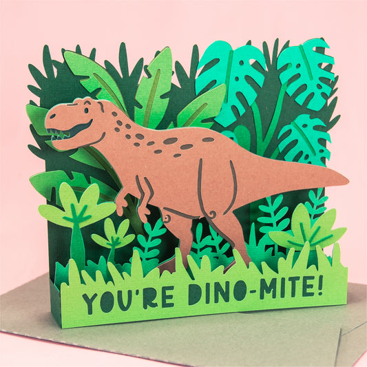 You're Dino-Mite Dinosaur SVG - 3D Birthday Card SVG