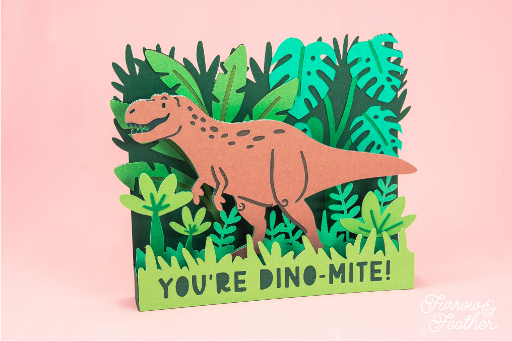 You're Dino-Mite Dinosaur SVG - 3D Birthday Card SVG